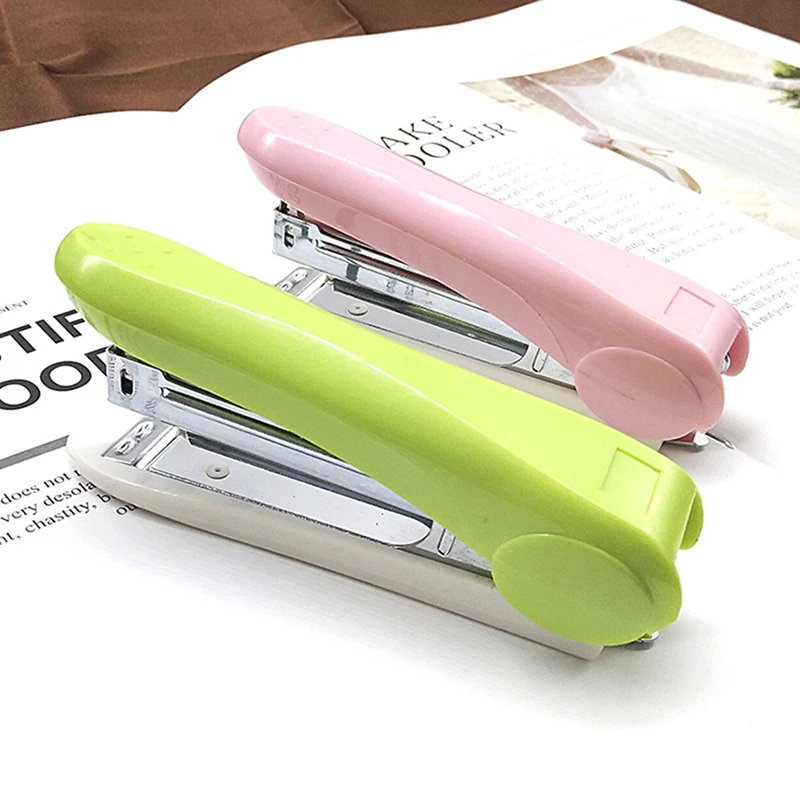 Mini Office School Stapler, One Finger Press, Labor Saving Manual Stapler,10# Staples Students Cartoon Paper Stapler