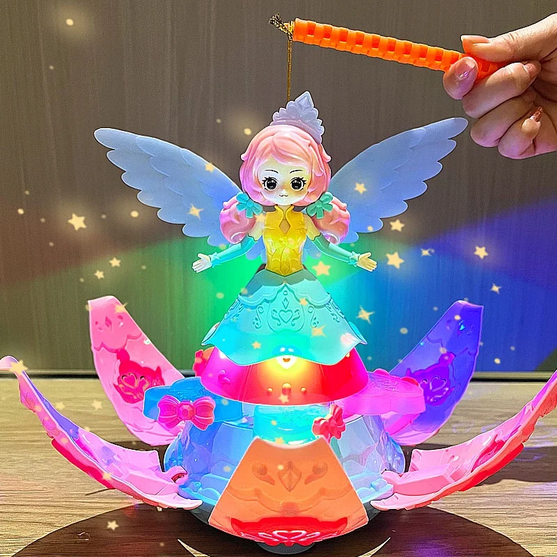 子供のおもちゃ-ハンドヘルドランタン-ダンシングプリンセス-光る音楽フラワーランタン-中秋節のギフト-男の子と女の子向け