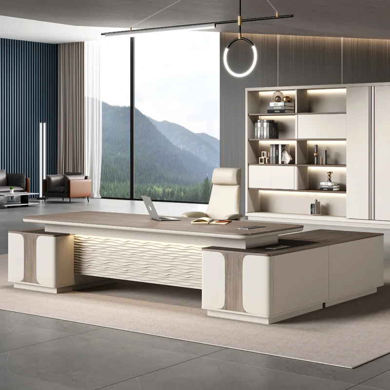 

Boss desk, simple modern light luxury, office furniture, president computer, office chair