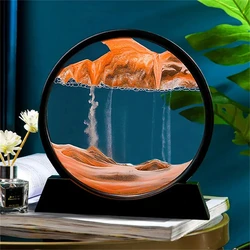 3D Sandscape Moving Sand Art Picture Round Glass Deep Sea Hourglass Quicksand Craft Flowing Sand Painting Office Home Room Decor