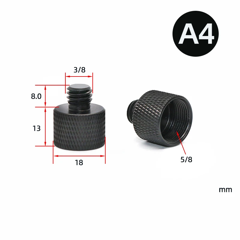 Dado di conversione vite per fotocamera 2pc da 5/8 a 3/8 a 1/4 pollici supporto adattatore per treppiede DSLR piastra a sgancio rapido supporti fotocamera Acc
