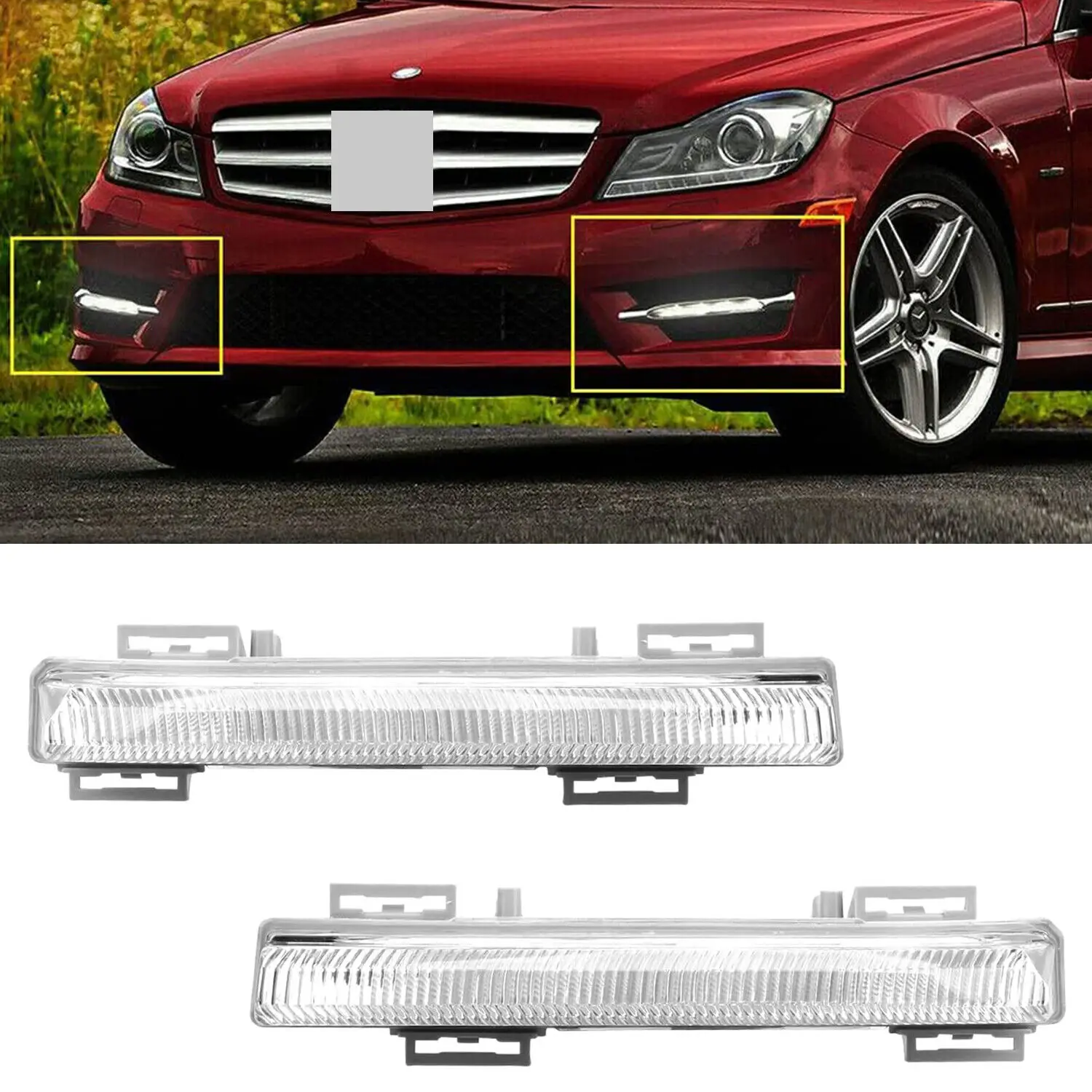 Daytime Running Lights DRL Fog Lamp For Mercedes C E SLK W204 S204 C180/200 C300