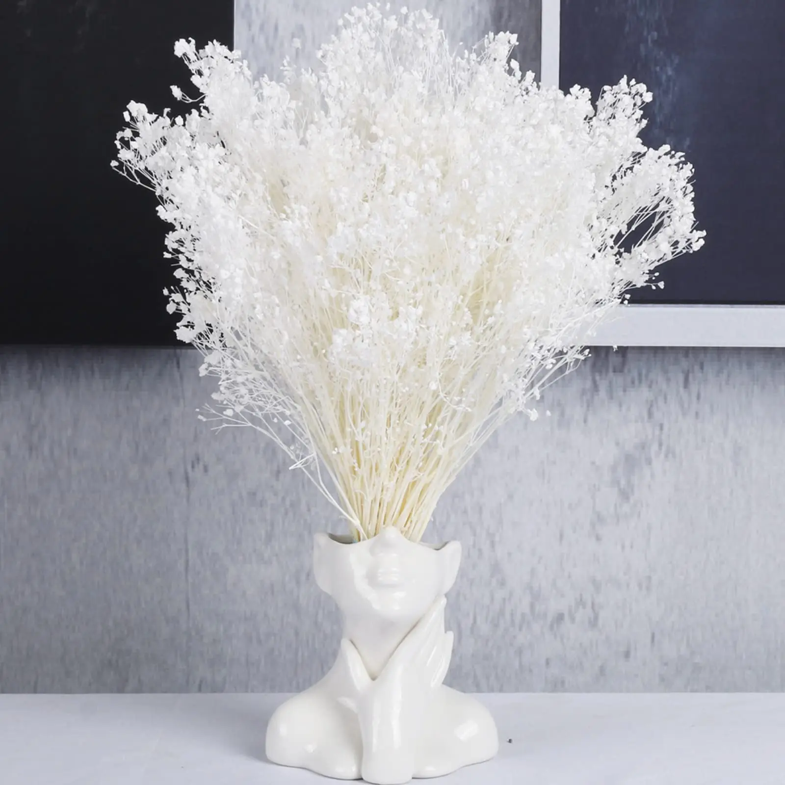 Dried Baby's Breath Flowers Bouquet  3500+ Pure White Real 100% Natural Gypsophila Branches Wedding,DIY Home Party Table Decor