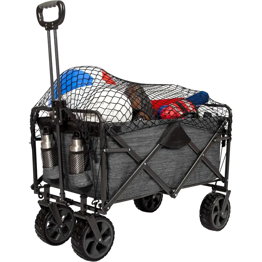 

Heavy Duty Collapsible Outdoor Camping Gear Grocery Cart Portable Lightweight Utility Adjustable Rolling Cart All Terrain Sports