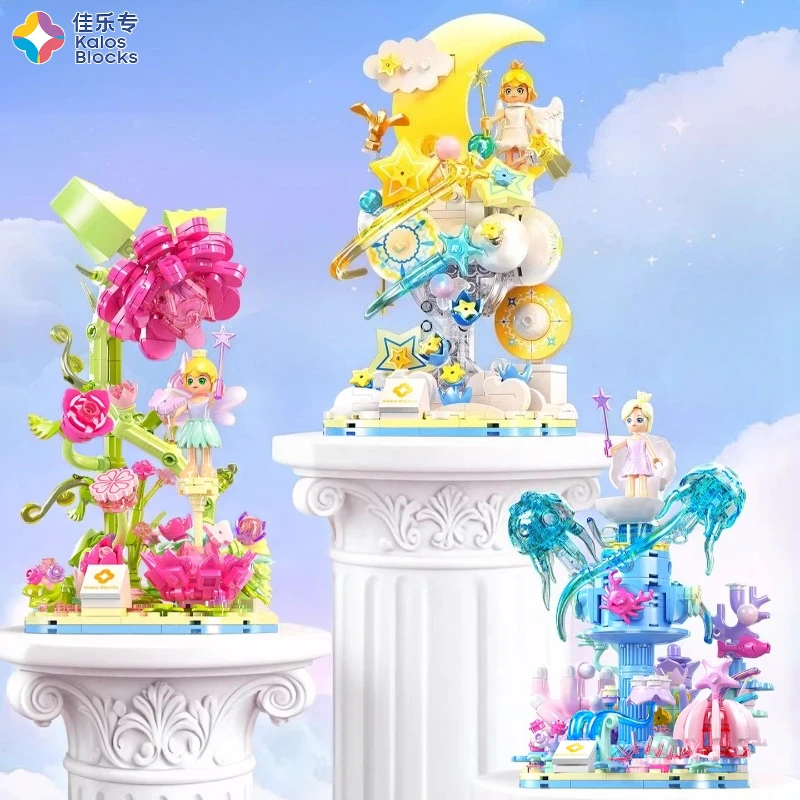 Blocchi da Costruzione Avventura nel Paese delle Meraviglie, Sogni Floreali, Giocattoli di Assemblaggio per Bambini, Modelli Fai-da-Te, Ornamenti, Regali