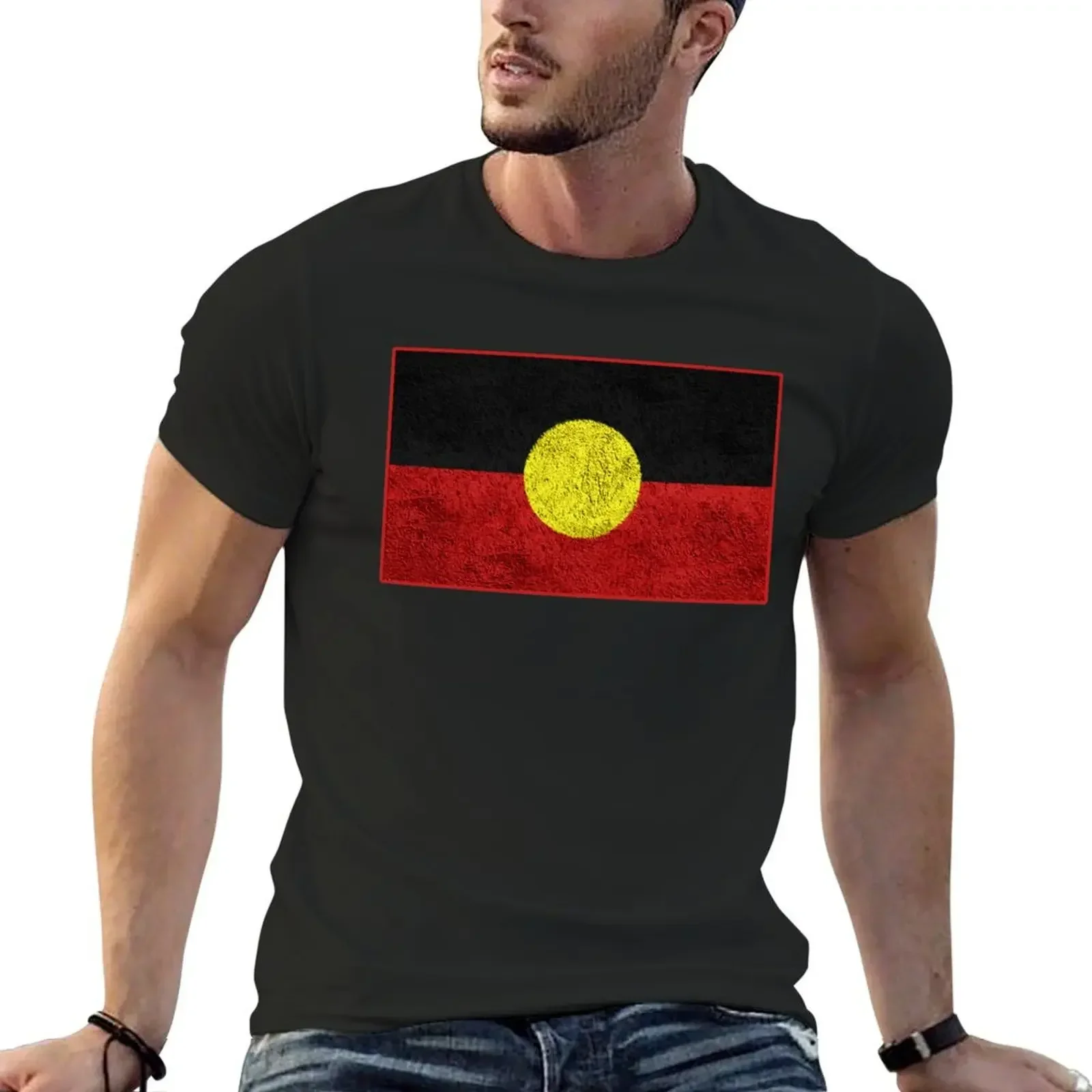 

Aboriginal Distressed Flag T-Shirt cute clothes vintage anime shirt mens t shirts