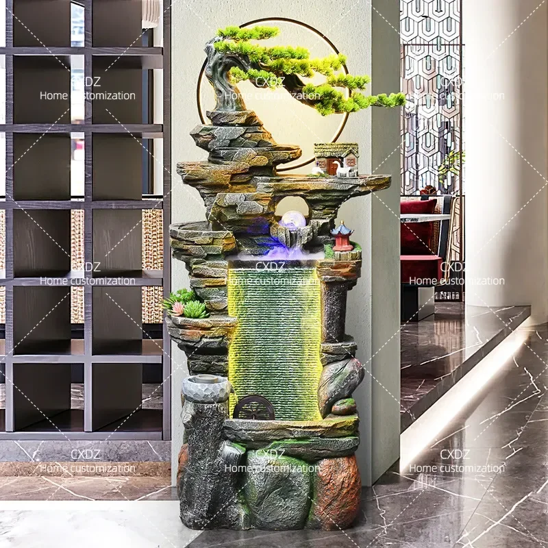 Rockery Flowing Water Fountain Ornament for Office Living Room Circulating Water Landscape Alpine Floor Decoration