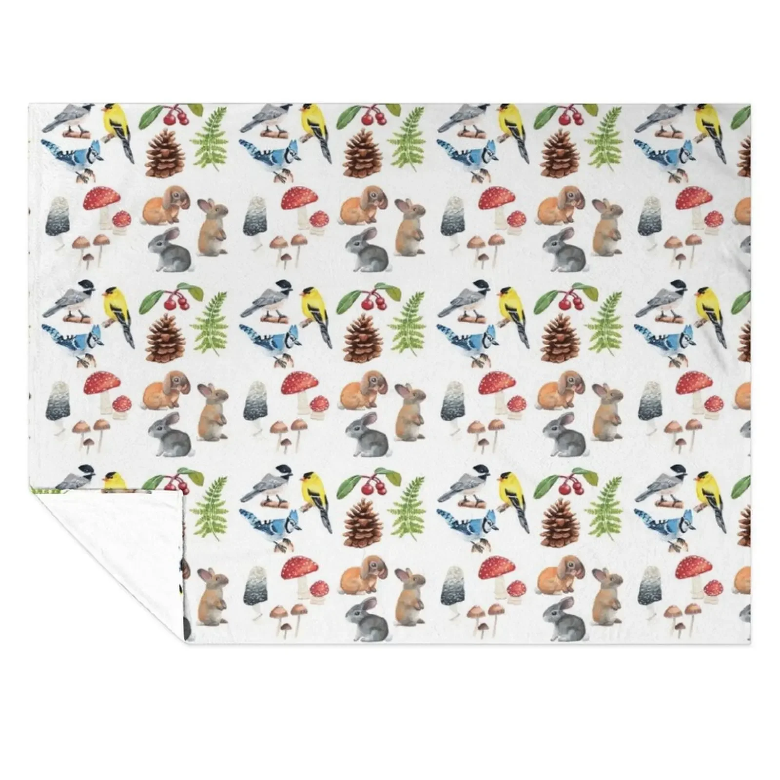 

Woodland Flora and Fauna Throw Blanket Sofa Throw anime Shaggy Sofa Quilt Blankets