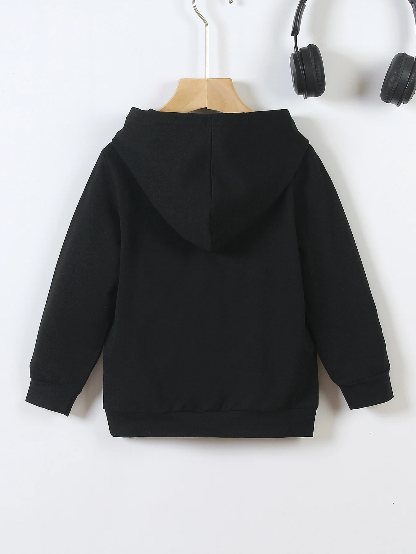 الربيع والخريف أزياء كاجوال واحدة لعيد الميلاد # 67 هوديي أسود للأولاد، ستة سبعة، دعم يدوي 67 نمط طباعة كرتونية #2