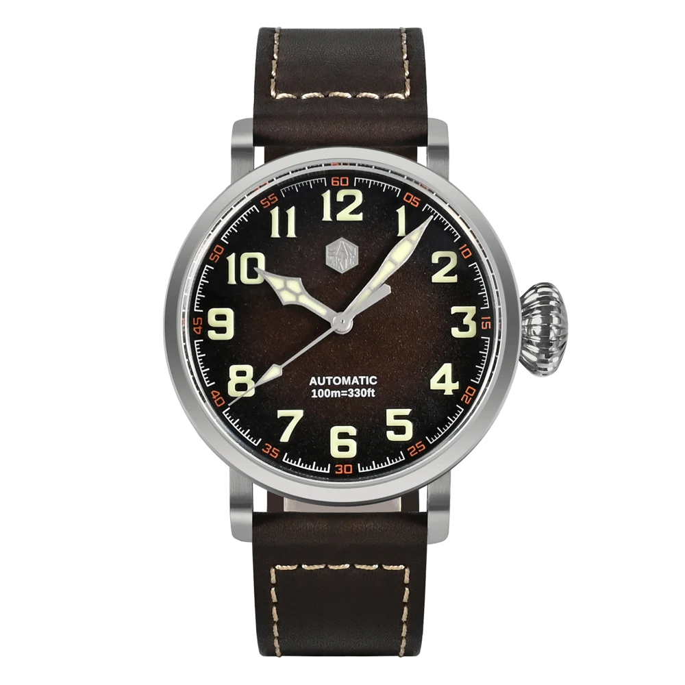San Martin Mode Herren uhr 40mm Pilot automatische mechanische yn55 pt5000 sw200 Edelstahl leuchtend wasserdicht 100m 3