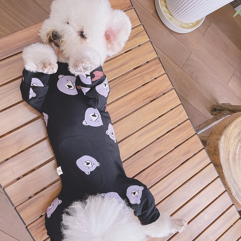 Pet Dog Jumpsuit Puppy Clothes Thin Pure Cotton Printed Overalls Protect Belly Pajamas For Small Dogs Home Wear Chihuahua Poodle