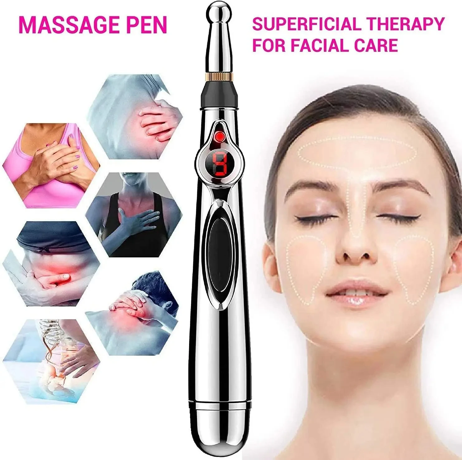Stylo de massage électronique pour points d'acupuncture, multifonction, thérapie énergétique par pression sur les méridiens, stylo puissant pour soulager la douleur