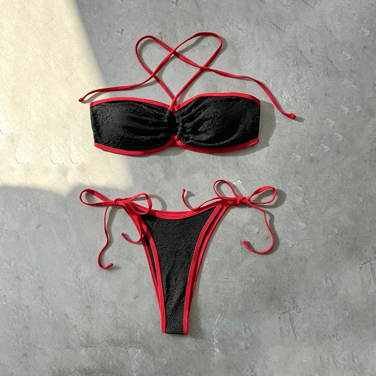 Bandeau Bikinis Sexy Swimsuit Women Swimwear Female Brazilian Biquini Bathing Suit Bikini Set Bordered Swimming Suit Beachwear