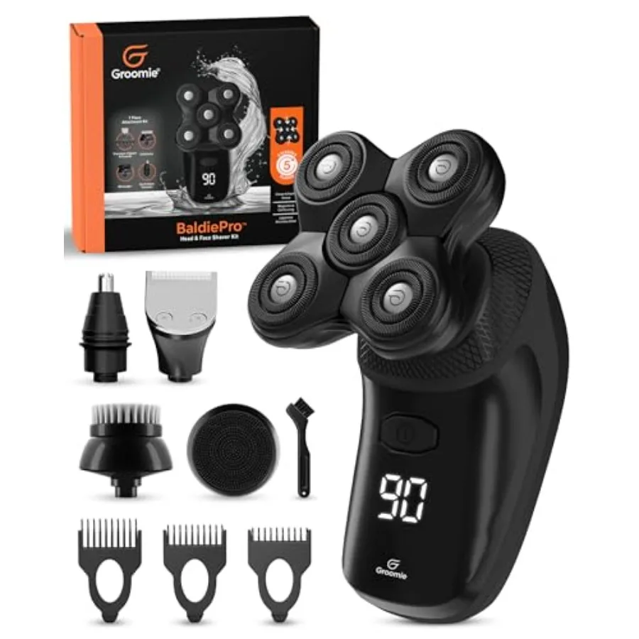 

Cordless Bald Head Shavers for Men BaldiePro Head Grooming Kit - Ergonomic and Waterproof Head Shavers for Bald Men - Electric