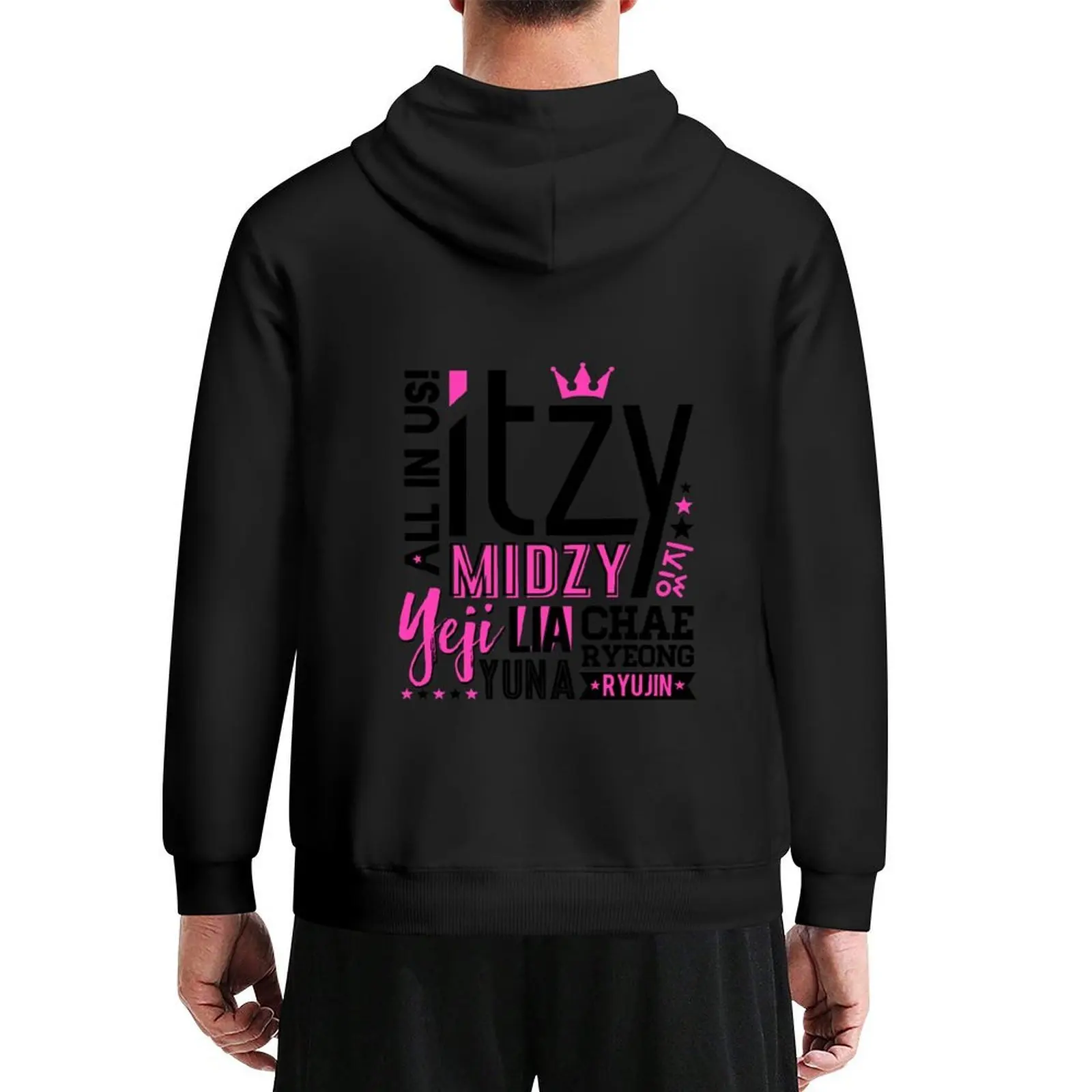 

ITZY Font Collage Hoodie men clothing anime clothing male clothes korean clothes pullover hoodies