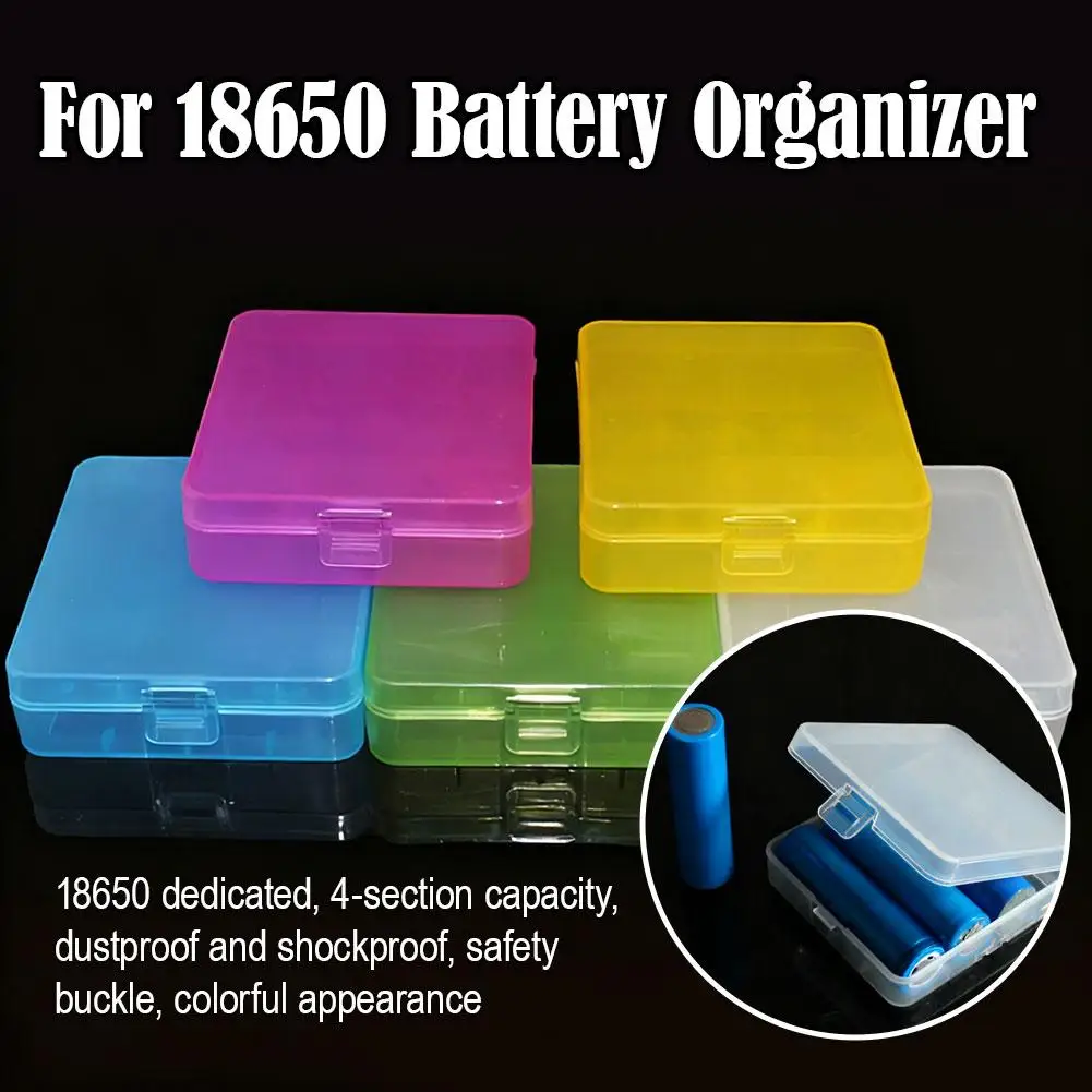 4-Cell 18650/18350 PP Battery Storage Case Non-Slip Anti-Abrasion with Carabiner Hook Portable Organizer ﻿