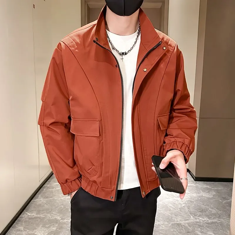 

Мужская повседневная куртка с воротником-стойкой, свободного кроя, укороченная, в стиле Харадзюку, для повседневной носки