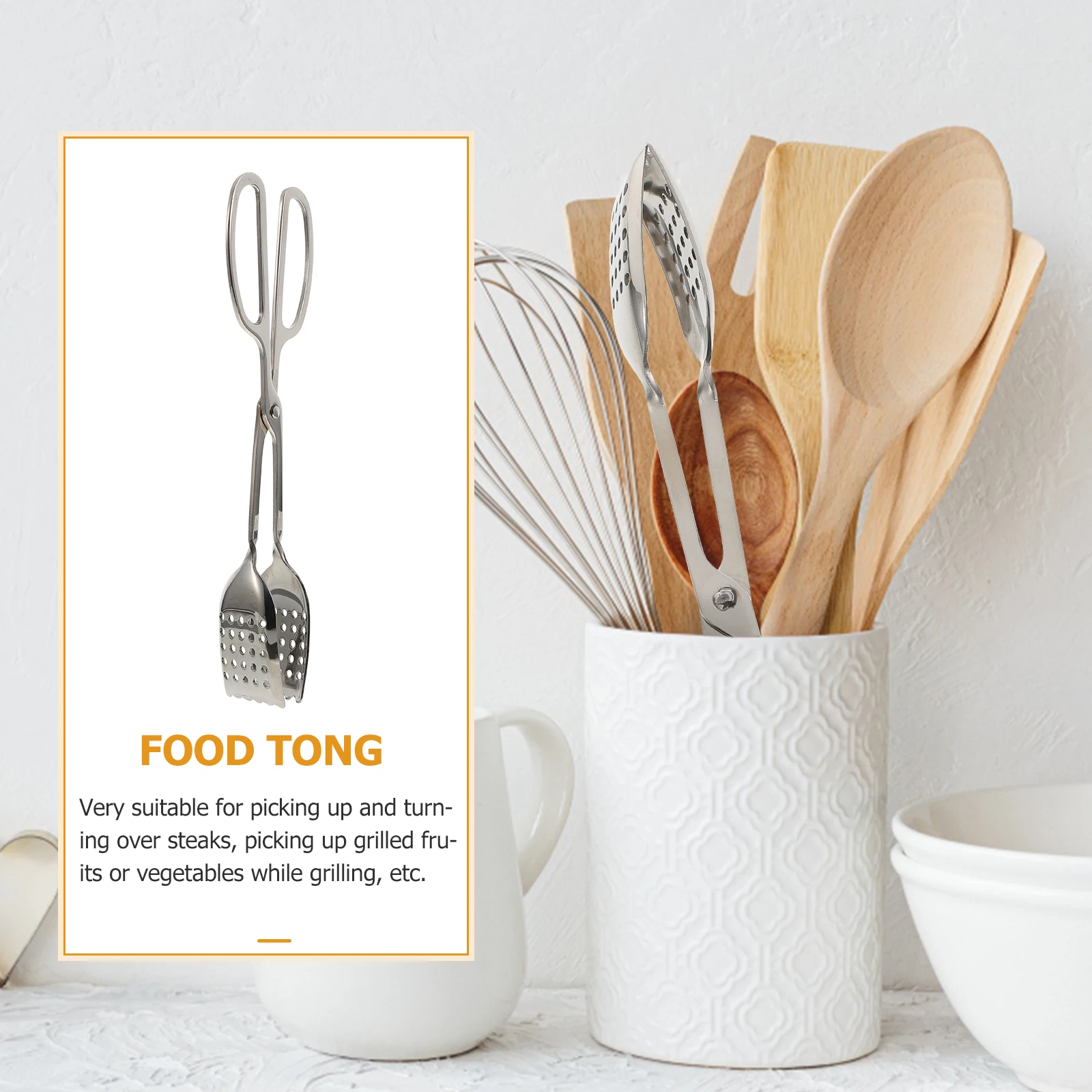 

Stainless Steel Bread Clip 304 Multi purpose Food Tong Long Handle Scissor Design Kitchen Outdoor Unique Hollow