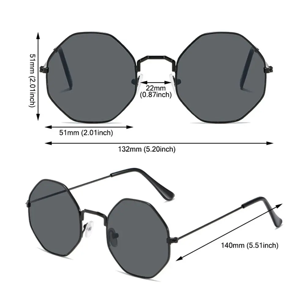 Summer Sun Glasses UV400 Protection Retro Sunglasses Men's Shades Octagonal Polygon Sunglasses for Women