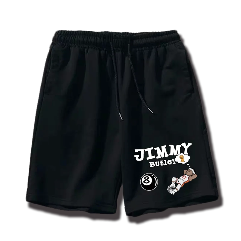 

Jimmy Butler of The Heat 2025 года, баскетбольные шорты из чистого хлопка с надписью «Black Eight Miracle», могут настроить мужские тренировочные шорты