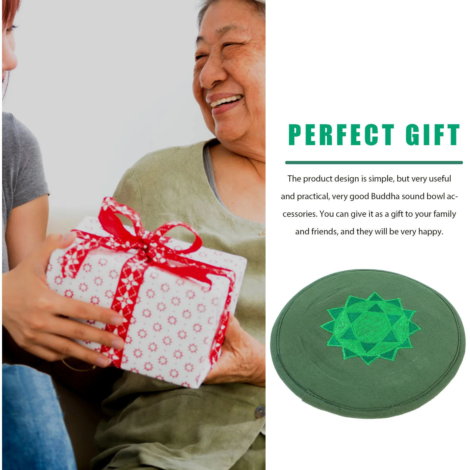 

Buddha Sound Bowl Cushion Religious Mats Dual-layer Pads Themed Embroidery Singing Delicate Rounded Small