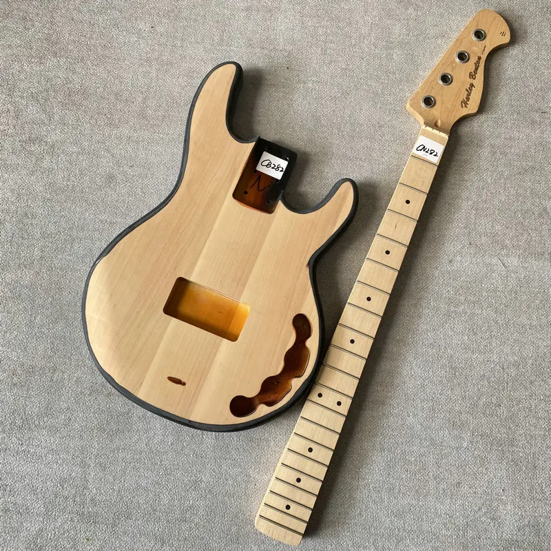 CN282 CB282 DIY Bass Guitar Kits Musicman Style Electric Guitar Body with HB Bass Neck One Set Unfinished for DIY Personal Use