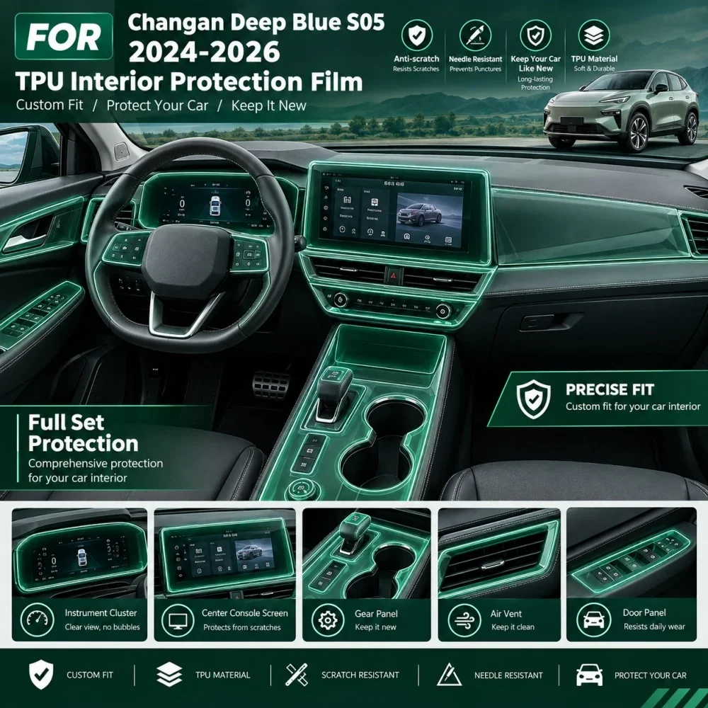Car Accessories Dashboard Multimedia Navigation Transparent Anti-Scratch FOR Changan Deep Blue S05 2024-2026 TPU Protection Film