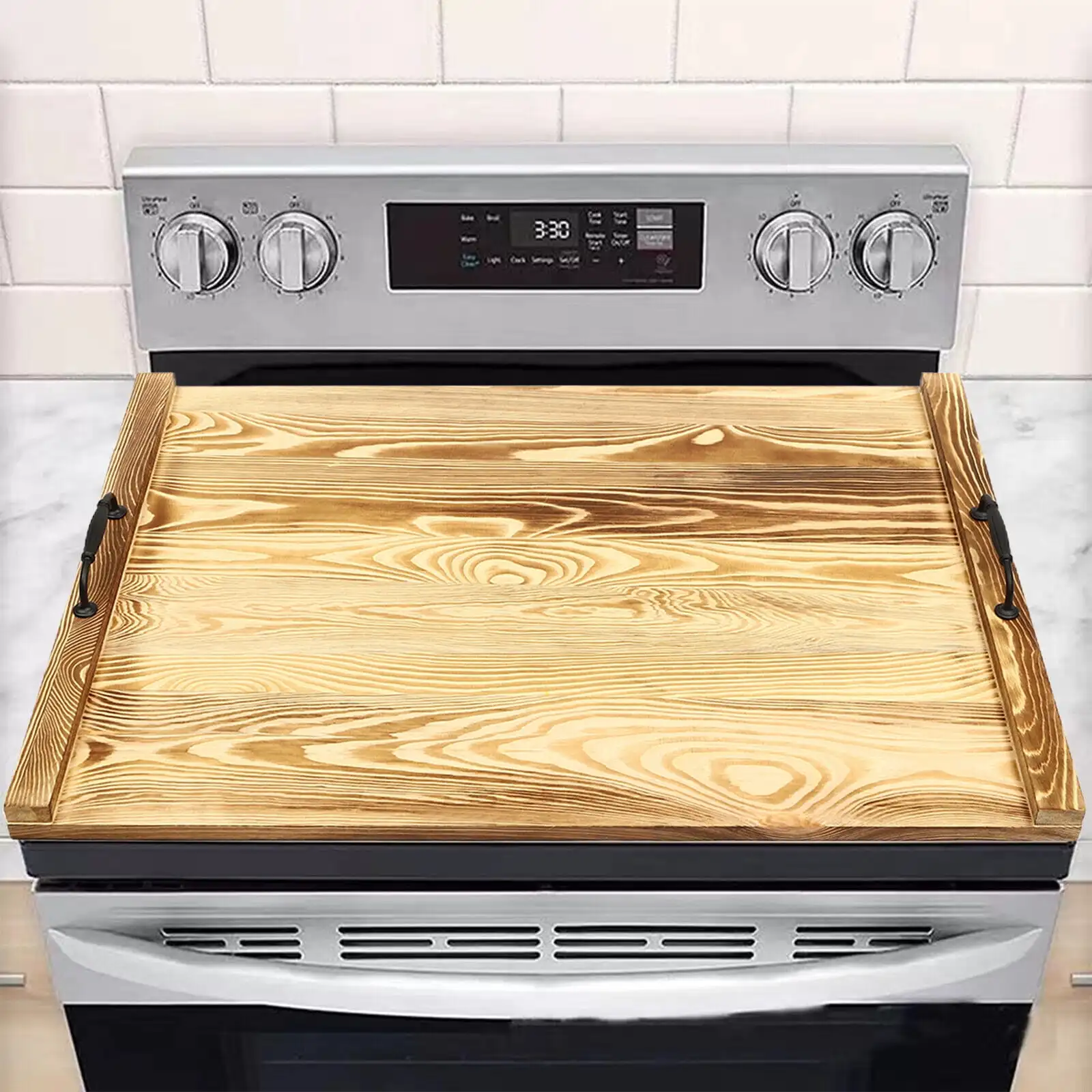 Noodle Board Stove Cover 30 x 22 Inch Wood Stove Top Cover Wooden Stovetop Cover