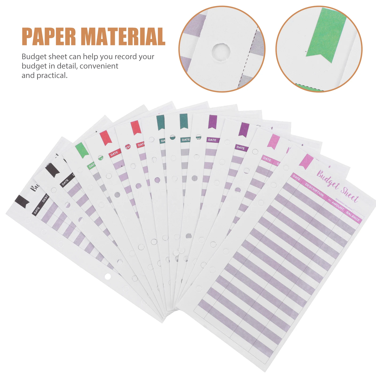 

36 Sheets Office Supplies Envelope Insert Core Expense Tracker Punch Hole Design Office Supplies Practical Use