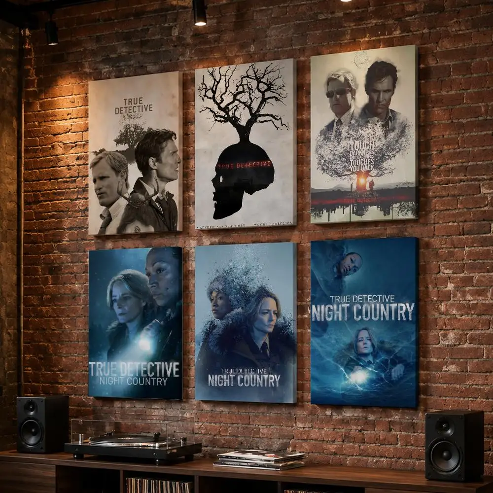 True D-Detective Show Framed Wall Painting Wood Canvas Poster For Living Room Bedroom Hallway Office Home Decor Gift