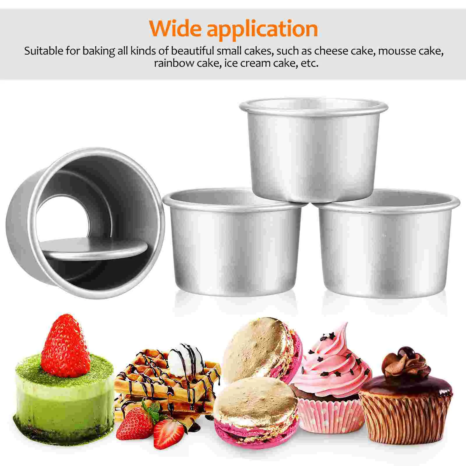 4 Pcs Cake Mold Pans Mini Round Tin Loose Bottom Tins Aluminum Alloy Easy Clean Fast Heat Even Distribution Detachable Bottom