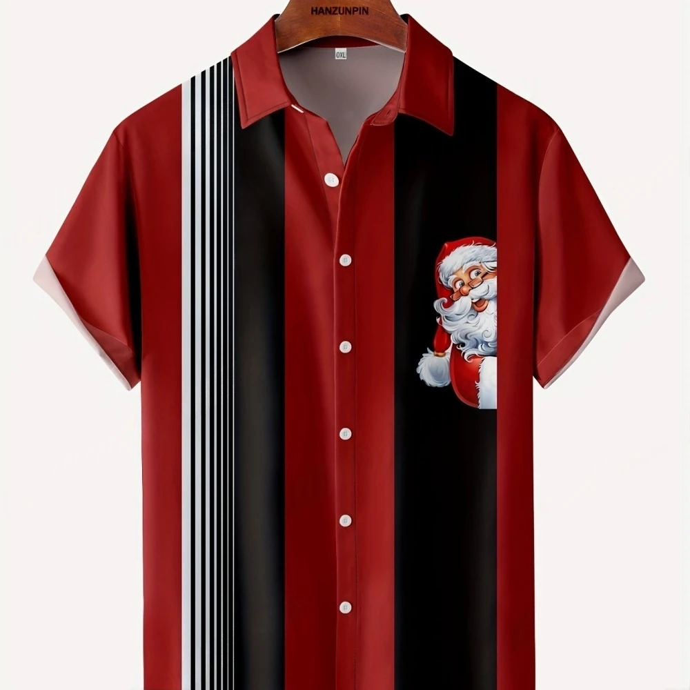 

Christmas Shirt for Men Short Sleeve Shirt 3D Cartoon Santa Claus Harajuku Print Tops for Men Fashion Shirts Oversized Clothes