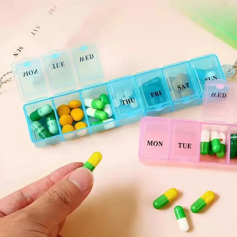 1/2/3/4Pcs Mini 7-Grid Transparent Medicine Storage Box Jewelry Organizer Convenient Compact Storage For Small Items