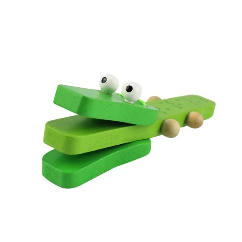 Krokodil Vorm Hout Castagnet Baby Muziekinstrument Cartoon Kind Muzikaal Educatief Rammelaar Gift Montessori Educatief Speelgoed