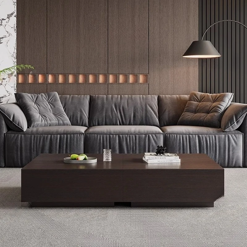 Italian storage smoke color solid wood coffee table square combination living room modern simple sofa coffee table
