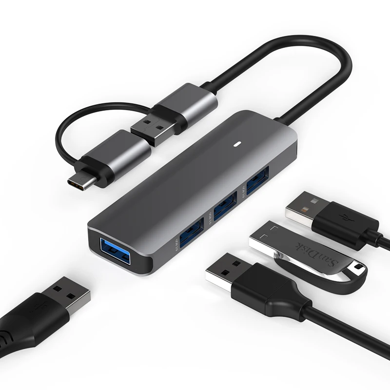 hit productSlim High Quality 4 In 1 Type C Hub 5Gbps Multiport USB3.0 USB-C OTG Adapter 4 Port 4-Port USB-A Hub USB C