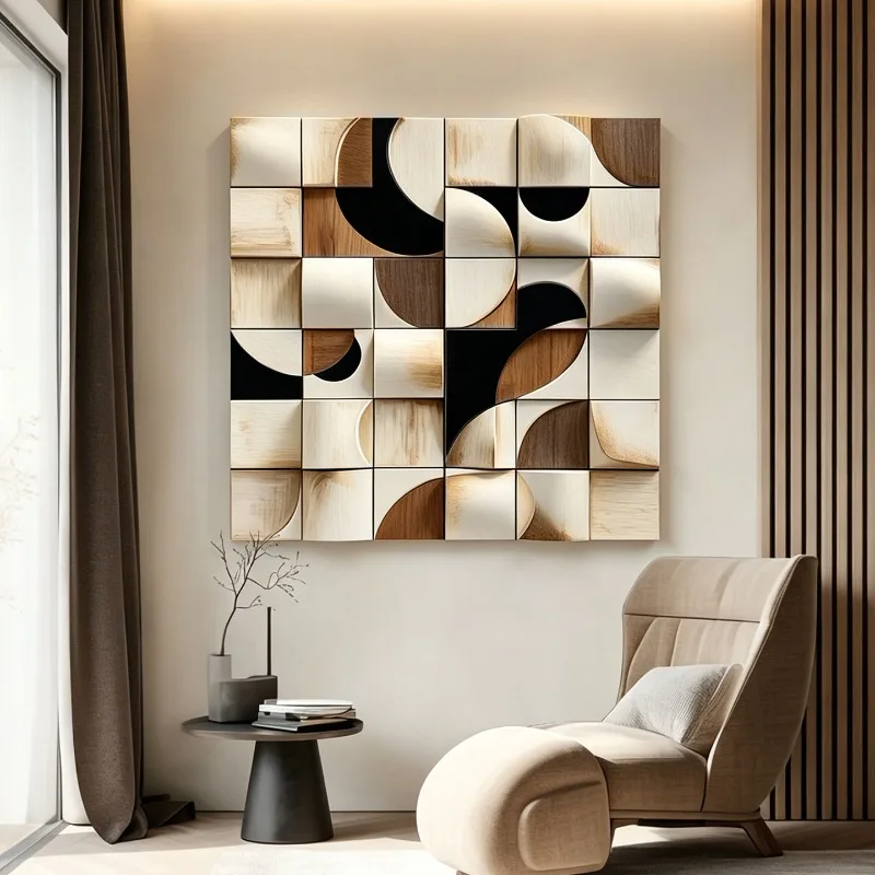 Wabi Sabi 3D Embossed Hand Textured Wall Art, Hanging Decor for Entryway and Living Room Sofa Background