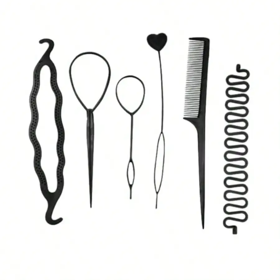 

6 Pcs Hair Tail Tools Set - Hair Styling Accessories For French Twist Braids, Ponytail Maker, Centipede Braiders