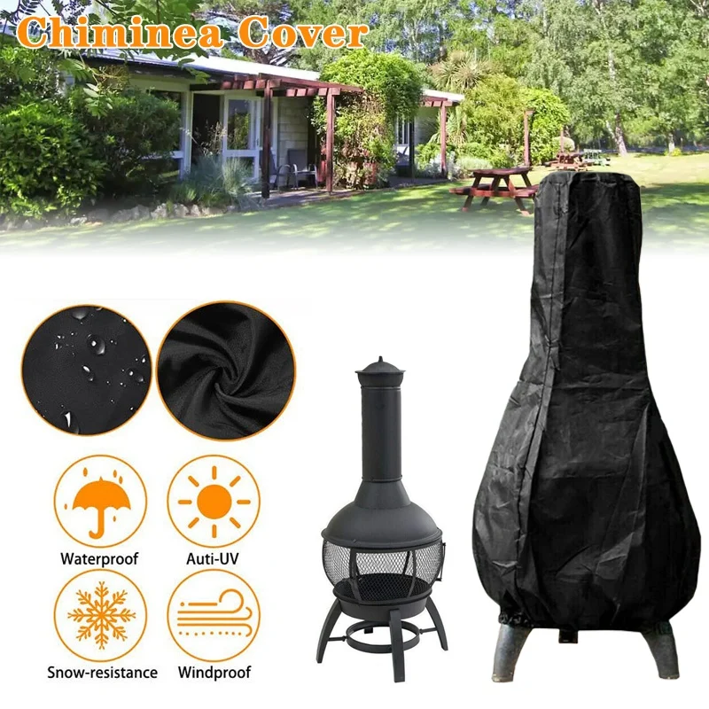 Outdoor Chiminea Waterproof Cover Furnace Cover Home Stove Heater Rainproof Cover Garden Chimney Fire Pit Protective Supplies