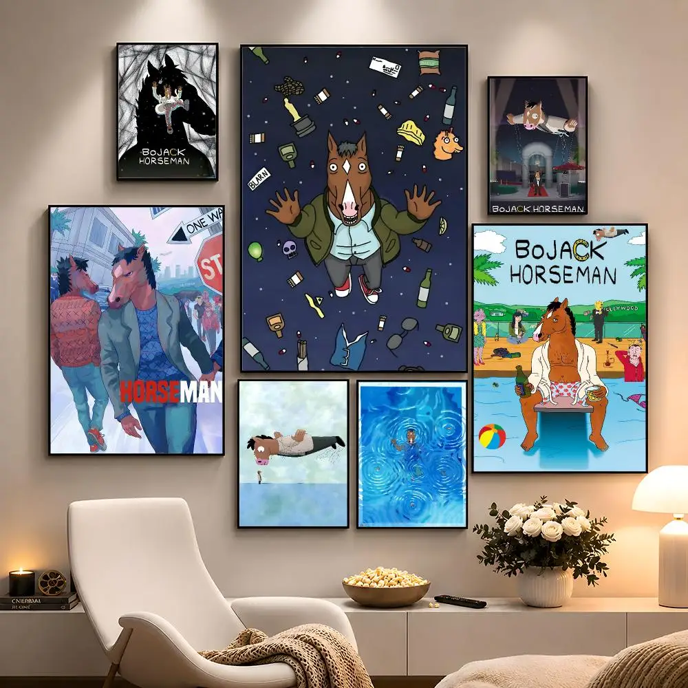 Animation BoJack Horseman Comedy Poster Peel And Stick Wall Art PP Waterproof HD Bedroom Living Room Home Decor Gift