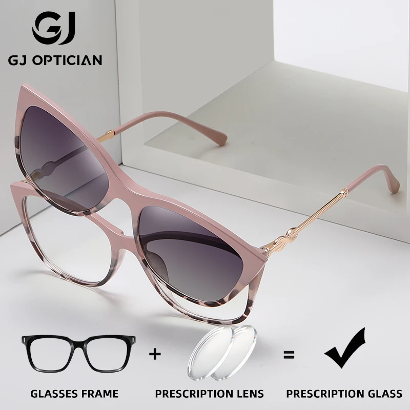 

GJ OPTICIAN очки с магнитной клипсой по рецепту, поляризационные солнцезащитные очки, женские прогрессивные очки с защитой от синего света
