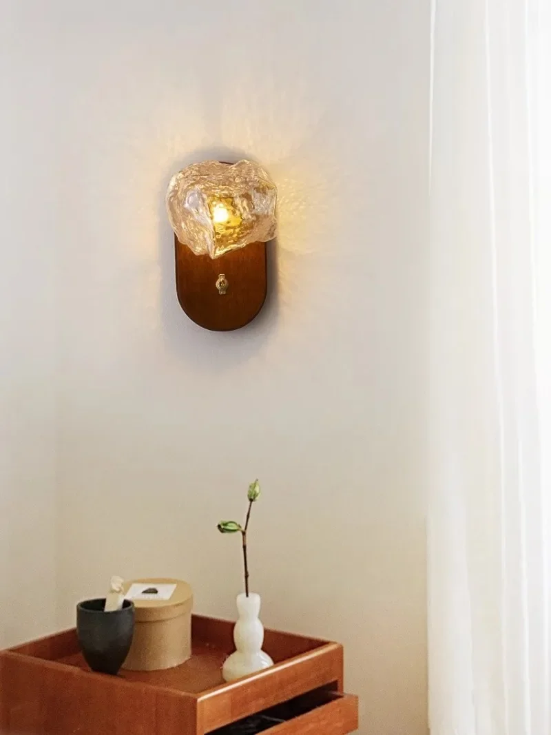 lampada da parete, retrò giapponese, semplice illuminazione da parete per sfondo soggiorno, camera da letto principale minimalista, luce ambientale sul comodino