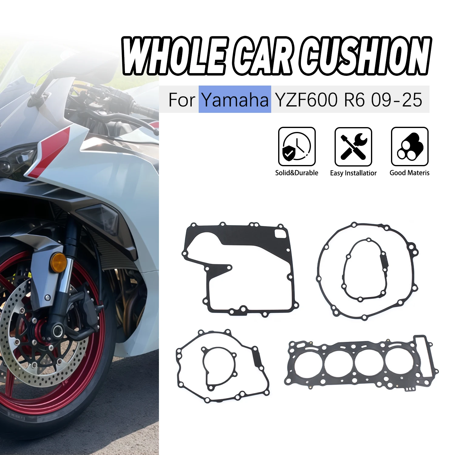 

Комплект прокладок головки блока цилиндров и крышки картера двигателя для мотоциклов Yamaha YZFR6 YZF-R6 2009-2025