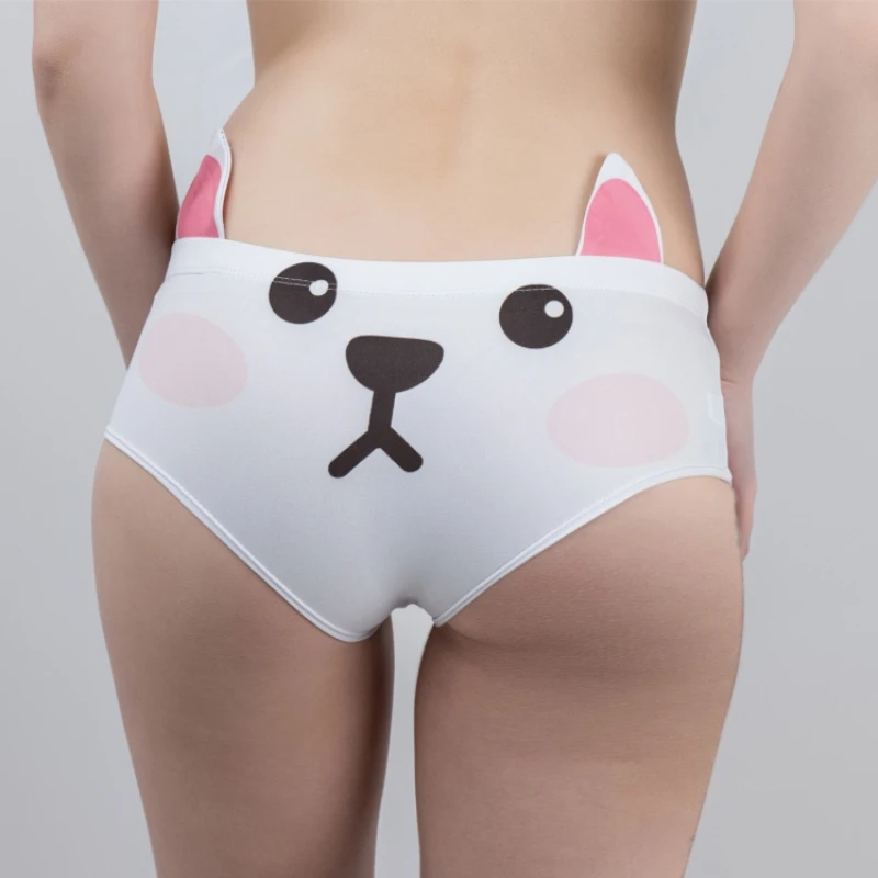 Nette 3D Ohr frauen Unterhose Cartoon Tier Gedruckt Mädchen Höschen Atmungsaktive Milch Seide Knickers Sexy Wrap Gesäß Dame Briefs
