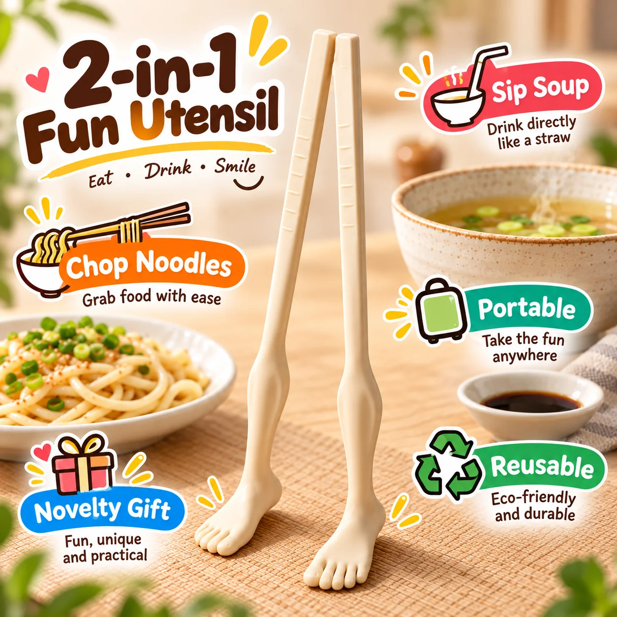 Funny Foot Chopsticks with Str - Funny Kitchen Gadgets Gifts 评论和价格