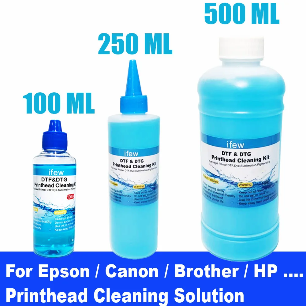 

250ml 500ml 100ML DTF Ink cleaning Solution for Epson DX4 DX5 DX7 L1800 L805 L800 1390 I3200 Printhead DTF Ink Cleaning Liquid