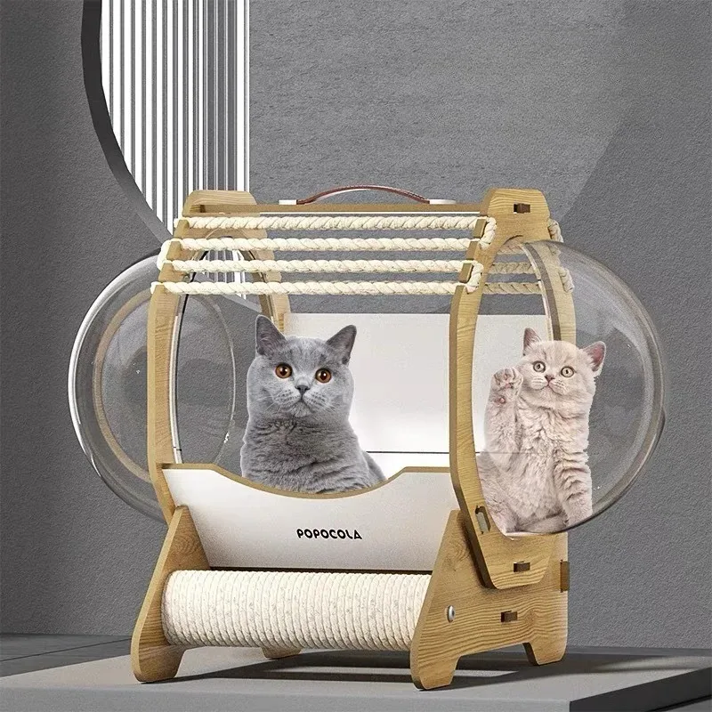 

Capsule Space Cabin Cat Bed Portable Closed Transparent Cats Beds and Furniture Strong Load-bearing Capacity Cat Accessories