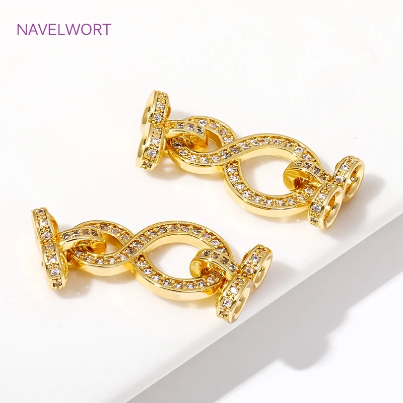 Fashion 18K Gold Plated Brass Inlaid Zircon Pearl Clasps Connector Clasp For Jewelry Making DIY Bracelet Necklace Accessories