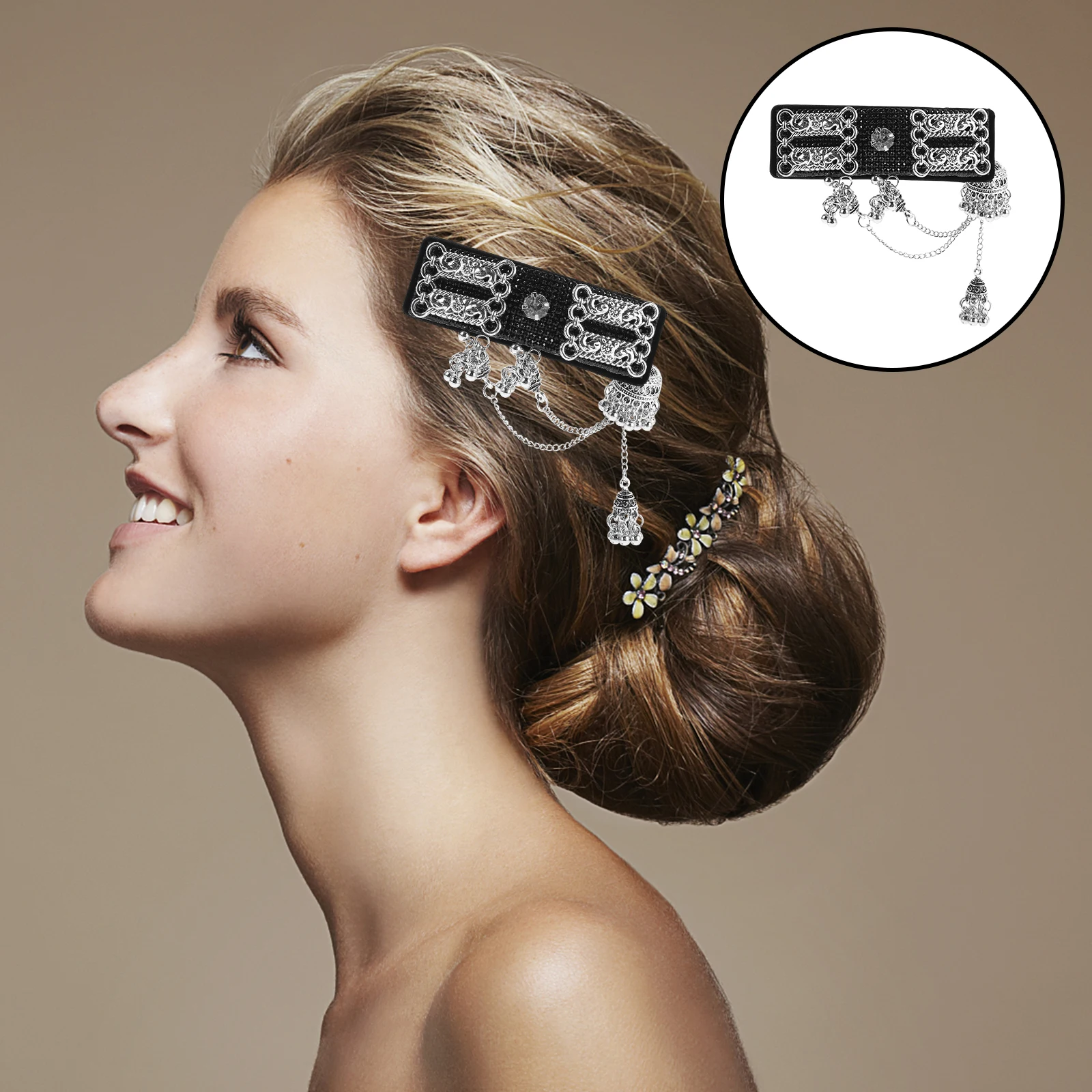 

2pcs Forehead Hair Clip Exquisite Tassel Clips Elegant Decorative Barrettes Lightweight Secure Grip Hairstyle Solution Thin