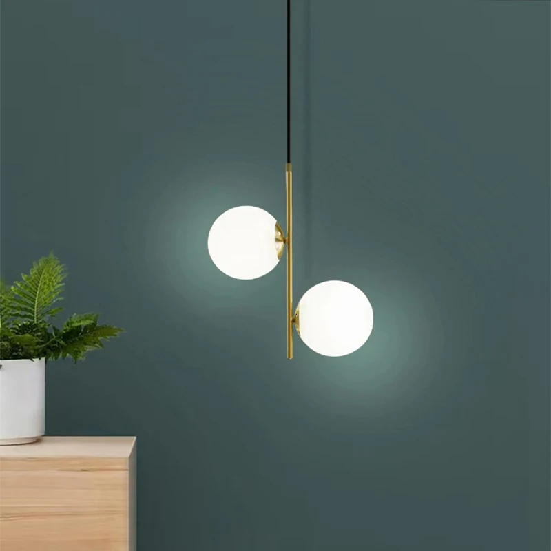 Nordic Glass Ball LED Pendant Lights, luminária moderna, lâmpadas suspensas, latão, preto, quarto, cabeceira, sala de estar, decoração de casa